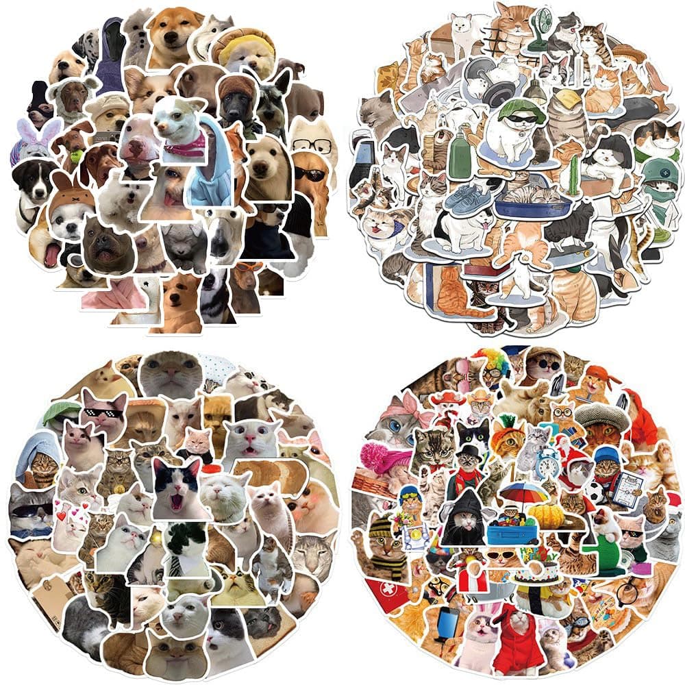 Stickers for Teen, 200pcs Dog and Cat Meme Stickers Pack, Funny Pet Vinyl Stickers for Water Bottles, Laptops, Scrapbooks, Waterproof Stickers for Dog & Cat Lovers Kids Teens Adults - Image 1