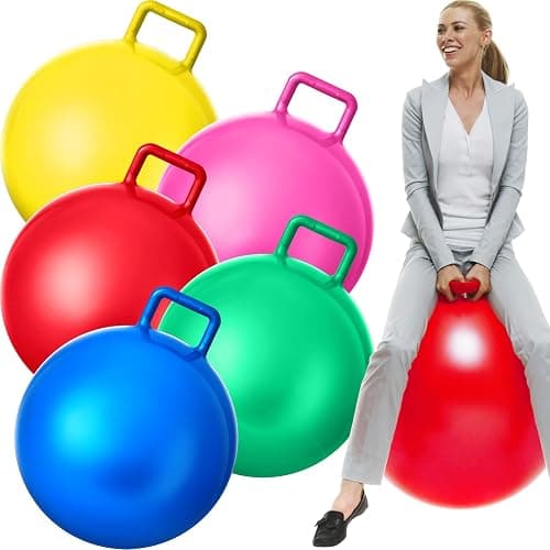 Lewtemi 5 Pcs Hopper Ball, 29 Inch Outdoor Games Jumping Hopping | Inflatable Bouncing Ball, with Handle and Air Pump, for Kids Adults, Sport Field Playground Exercise Obstacle Course - Image 1
