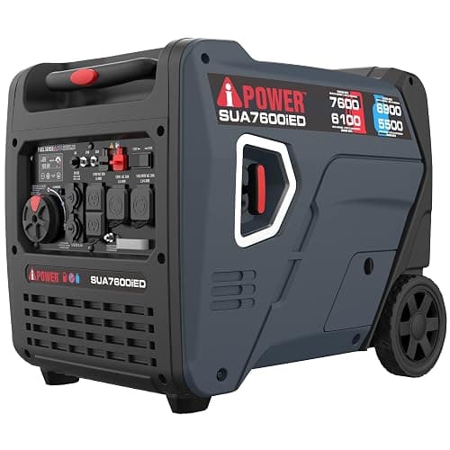 A-iPower Portable Inverter Generator, 7600W Dual Fuel Electric Start RV Ready, EPA & CARB Compliant CO Sensor, With Telescopic Handle For Backup Home Use, Tailgating & Camping (SUA7600iED) - 7600 Watts Dual Fuel - Image 1