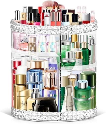 TiKenSo 360 Rotating Makeup Organizer, Cosmetics Organizer Makeup Spinning Organizer Clear 6 Adjustable Layers Large Capacity Acrylic Skincare Organizers for Bathroom or Bedroom Dresser - Image 1