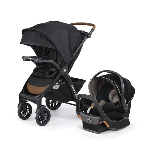 Chicco Bravo Primo 3-in-1 Trio Travel System, Bravo Primo Quick-Fold Stroller with KeyFit 35 Zip Infant Car Seat and Base, Springhill/Black - Image 1