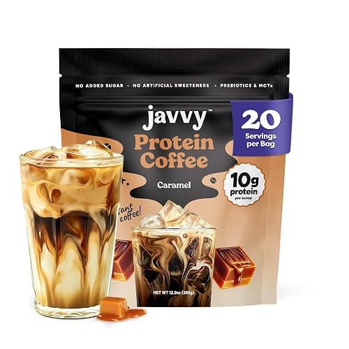 Caramel Protein Iced Coffee - Premium Whey Protein & Instant Iced Coffees - 100% Natural Cold Brew - Zero Artificial Flavors & Sweeteners, 80 mg Caffeine Per Serving, No Added Sugar, 20 Servings - Image 1