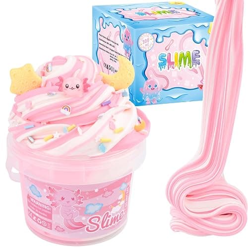 Pink Axolotl Butter Slime Bucket with Fun Axolotl Slime Add Ins, Scented Slime Kit for Kids, Birthday Gifts for Boys & Girls, Classroom Rewards, DIY Stress Relief Toy (10oz) - Image 1