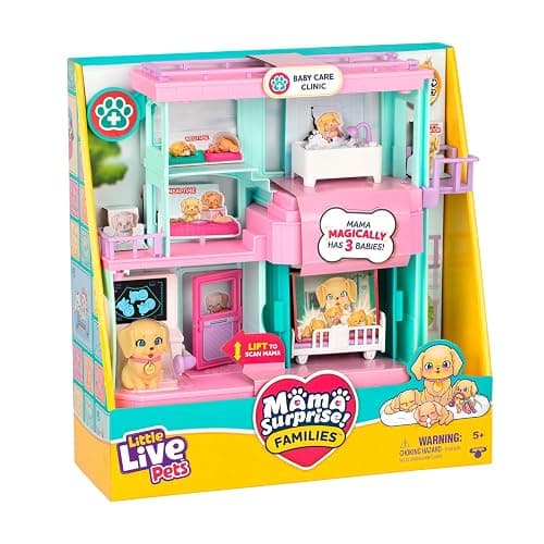 Little Live Pets Mama Surprise Families Pet Vet Playset, Baby Care Clinic Animal Hospital Play Set, 3 Puppies, Accessories, Vet Toy Gifts for Kids 5+ - Image 1