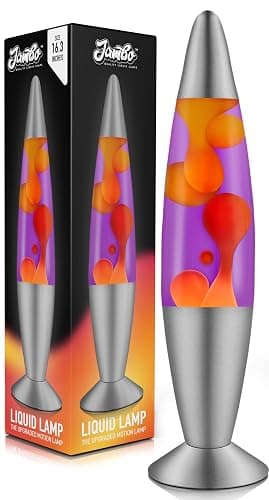 JAMBO 16" Beautiful Lamp- Purple with Yellow/Orange Wax, Relaxing Liquid Light, Night Light Nightlight, Home Decor Living Room Office Bedroom Lamp for Adults Teens Kids Magma Motion - Image 1