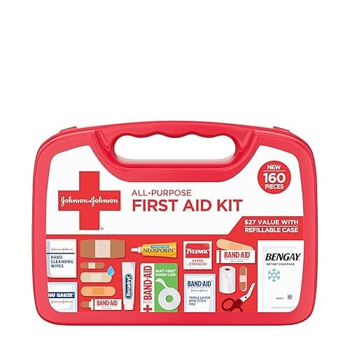 All-Purpose Portable Compact First Aid Kit for Minor Cuts, Scrapes, Sprains & Burns, Perfect for Home, Car, Travel, Camping Essentials & Outdoor Emergency Kit, 160 Pieces - Image 1