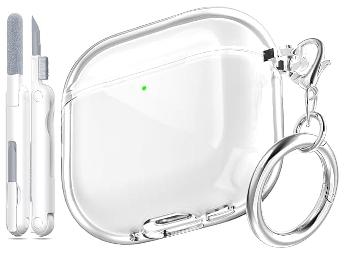 MHYALUDO for AirPods 4 Case, Apple Airpods 4 Case,Airpod 4 Case | Soft TPU Highly Transparent Anti-Yellowing for AirPods 4 Case with Cleaning Kit & Cute Round Buckle, Clear White - Image 1