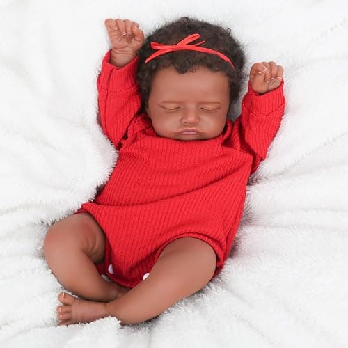 CHAREX Realistic 18 Inch Reborn Baby Doll - African American Sleeping Newborn Handcrafted Lifelike Black Skin Perfect for Kids Aged 3 and Up with Accessories - Image 1
