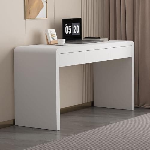 Dongge White Computer and Gaming Desk with Drawers.Home Office Desks for Bedroom.Wooden Kids' Writing Table.Three-Layer Lacquered Thick Wooden Board Work Desk That Can Be Used As A Vanity(Z-102) - Image 1