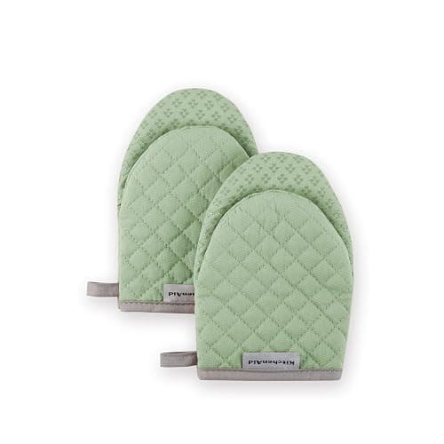 KitchenAid Asteroid Mini Oven Mitt Set, 5.5"x8", Pistachio, 2 Piece - Image 1