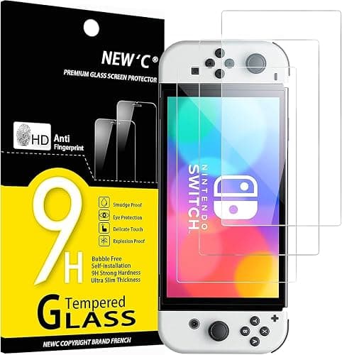 NEW'C 3 Pack Designed for Nintendo Switch (Model OLED) Screen Protector Tempered Glass, Case Friendly Anti Scratch Bubble Free Ultra Resistant - Image 1