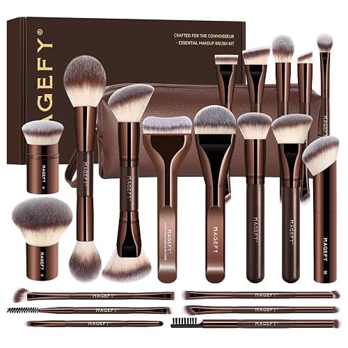 MAGEFY Makeup Brushes 26-in-20 Professional Makeup Brush Set Double-End Make Up Brushes for Powder Concealers Eye Shadows Blush Contour Foundation Brushes with Case - Image 1