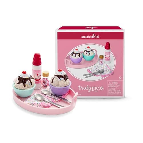 American Girl Truly Me, 18-inch Doll Playset and Accessories, Sundaes for Two Set, with Metal Spoons, Ages 6+ - Image 1