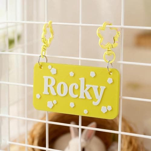 BYFDIY Custom 3D Printed Pet Name Plate for Cage - Personalized Small Pet Name Tag with Clips for Dog Cat Guinea Pig Rabbit Hamster - Customized Pet Cage Name Sign Gift for Pet Owners - Image 1