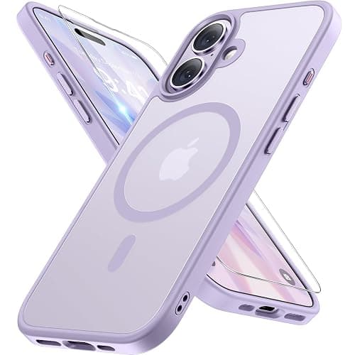 miracase Magnetic for iPhone 17 Case (Compatible with MagSafe) with Screen Protector Military-Grade Protection, Anti-Fingerprint Translucent Matte Phone Cover for iPhone 17 6.3 inch, Light Purple - Image 1
