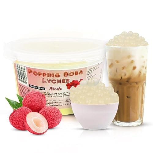 Fanale Lychee Popping Boba Pearls, Vegan, Non GMO, Gluten Free, Fat Free, Perfect for Bubble Tea, Smoothies, Ice Cream, Desserts, and Beverages1 Pound (Pack of 1). - Image 1