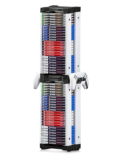 Nargos Video Game Storage Tower for PS5/ PS4/ PS3/ PS2/ PSP/Xbox One/Xbox 360 and Xbox Series X/S/Wii/Wii U/Switch/Switch 2 Game Cases, DVD and Blu-Ray Disks Holder Organizer (46 PCS) - Image 1
