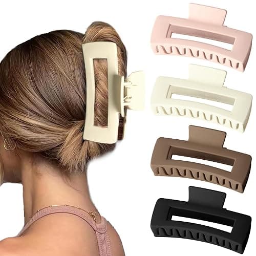 Bmobuo 5 Inch Extra Large Claw Clips for Strong Hold - XL Jumbo Matte Hair Clips 4PCS Oversized Giant Clips for Long Curly Hair for Women - Image 1