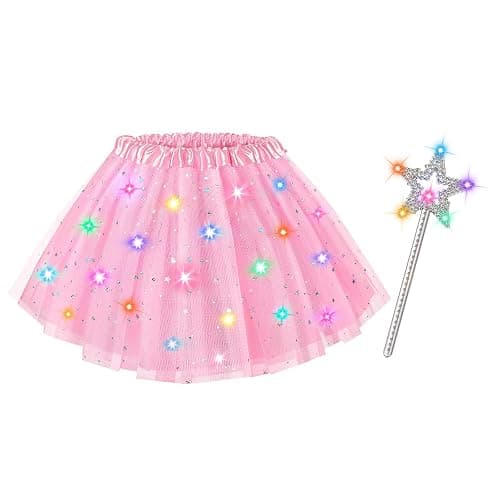 Teuevayl Girls Light Up Tutu Skirt, LED Glow Ballet Tutu Dress and Star Wand Halloween Costume for Kids 3 4 5 6 7 8 Years - Image 1