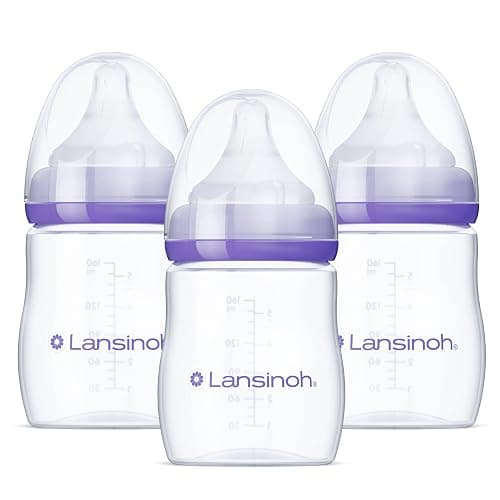 Lansinoh Anti-Colic Baby Bottles for Breastfeeding Babies, 5 Ounces, 3 Count, Includes 3 Slow Flow Nipples, Size S - 5 Ounce (Pack of 3) - Image 1
