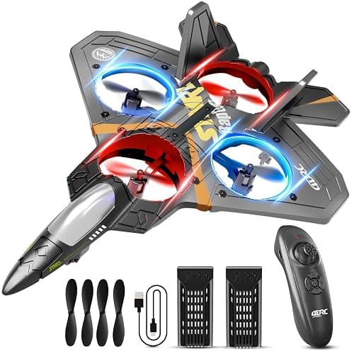 4DRC V17 Foam Remote Control Airplanes Rc Planes for Kids Adults 4-7 8-16, Remote Control Planes Fighter Jet with Light, 360° Flip Fighter Jet Toy, Gravity Sensing, Stunt Roll, Gifts for Kids Boys - Image 1