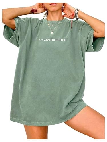 SOLY HUX Women's Letter Print Graphic Tees Crew Neck Short Sleeve Oversized T Shirt Vintage Summer Tops - Image 1