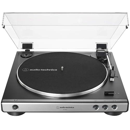 Audio-Technica At-LP60X-GM Fully Automatic Belt-Drive Stereo Turntable, Gunmetal/Black, Hi-Fidelity, Plays 33 -1/3 and 45 RPM Vinyl Records, Dust Cover, Anti-Resonance, Die-Cast Aluminum Platter - Image 1