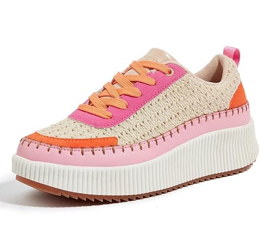 LUCKY STEP Women's Platform Sneakers Rhinestone Fashion Chunky Casual Sparkly Retro Braided Walking Shoes - Image 1