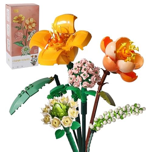 ZIYOSTAR Mini Bricks Flower Bouquet Building Sets, Artificial Flowers, DIY Unique Decoration Home, 456 Pieces Botanical Collection for Ages 8-12 Year Old Girl for Gift (Not Compatible with Lego Set) - Image 1