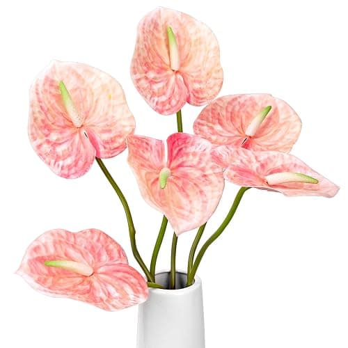 OBDXZHC 8PCS 22.8inch Anthurium Artificial Flowers Pin Faux Silk Anthurium Real Touch Flower Faux Floral Arrangement for Vase Table Centerpieces Wedding Garden Home Decoration - Image 1