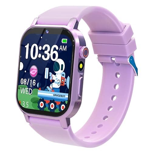Phyulls Kids Smart Watches Girls with 32 Puzzle Games, HD Camera, Pedometer | 1.69" TouchScreen Watch for Kids, Alarm, Music, Audiobooks, Flashlight,12/24 Hr, Birthday Gifts for Girls Ages 5-12, Purple - Image 1