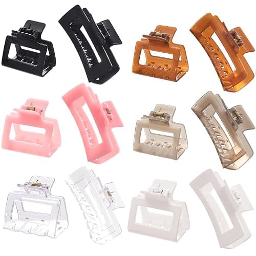 Alemaky 12 Pack Square Claw Clips, Big and Small Neutral Rectangle Hair Claw Clips, Non-slip Matte Large Hair Clips for Women,Strong Hold jaw clip for Thick Thin Hair (clear Jelly colour) - Image 1