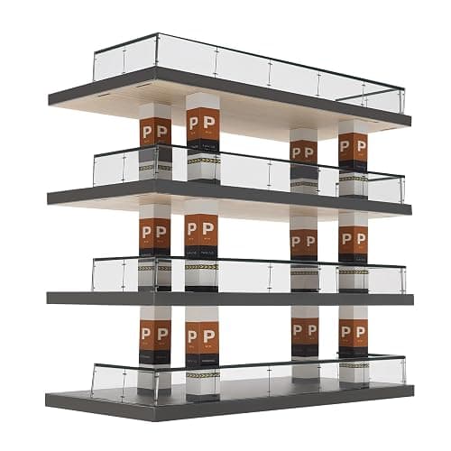 4-Tiers Model Car Display Case, 1/64 Scenery Diorama Parking Lot Acrylic Showcase Tabletop, Clear Parking Spaces Signs Driveways, for Collectors & Model Car Enthusiast - Image 1
