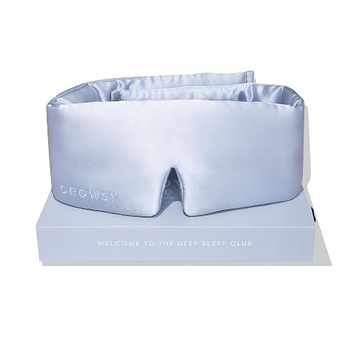 DROWSY Silk Sleep Mask - Face-Hugging, Padded Cocoon for Luxury Sleep in Total Darkness - 100% Pure Mulberry Silk (Blue Belle) - Image 1