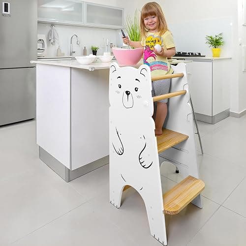Shandra Kids Kitchen Step Stool for Toddlers, Toddler Tower Adjustable Stool - Montessori Toddler Stool - Image 1