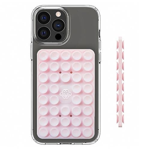 Mokiwala Silicone Double-Sided Suction Phone Case - Hands-Free, Reusable, Easy to Clean, Strong Grip Holder for Selfies & Videos - iPhone & Android Compatible,babypink-02 - Image 1