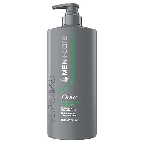 Dove Men Fresh & Clean 2-in-1 Shampoo & Conditioner with Menthol 28oz | For normal to oily men's daily hair care, refreshing care helps strengthen hair for a thicker-looking appearance - Image 1