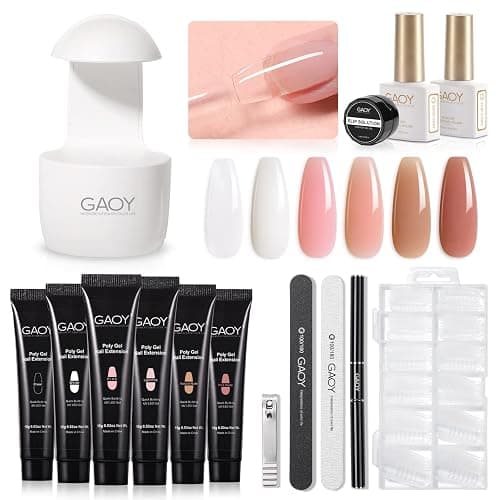 GAOY Poly Gel Nail Kit with U V Light, 6 Pcs Builder Gel Extension Kit for Beginners with Everything Nail Art DIY at Home - Image 1
