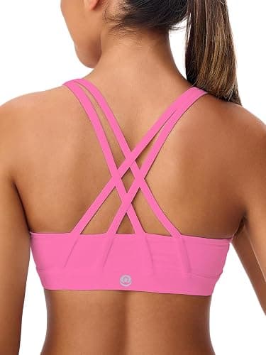 Omwilddo Women's Strappy Sports Bras Light Compression Crop Criss Cross Back Padded Workout Yoga Bra Supportive U Neckline - Image 1