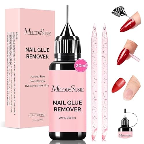 MelodySusie Acetone Free Nail Glue Remover for Press On Nails, 20ml | Multi-Functional Remover for Nails Tips Gentle Fast Glue Remover for Nail Glues Solid Glue Semi Solid Glue - Image 1