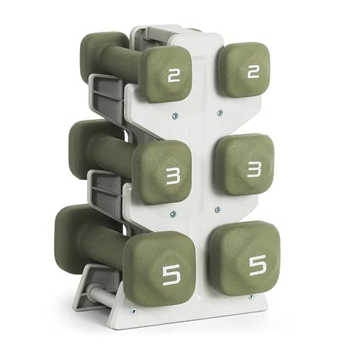 Tone Fitness Neoprene Dumbbell Set with Storage Rack – Non-Slip, Anti-Roll Hand Weights for Home Gym Workouts | 20 lb, 32 lb, 50 lb, 60 lb & 100 lb Options - Image 1