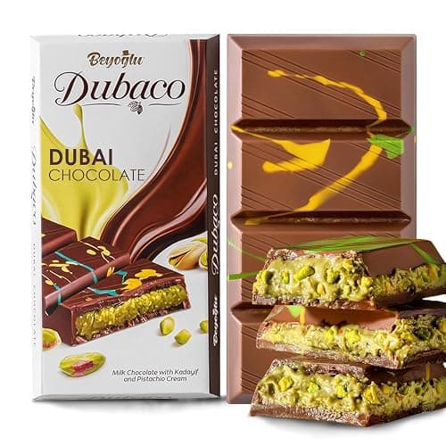 Beyoglu Dubaco Dubai Chocolate Bar Pistachio 3.36 Oz (Pack of 1), Luxury & Premium Dubai Milk Chocolate Bar Filled with Pistachio Butter & Shredded Knafeh Kadayif - Image 1