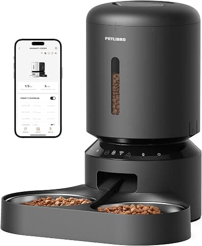 PETLIBRO Automatic Cat Feeder for 2 Cats, 5G&2.4G WiFi Pet Feeders, 5L Programmable Cat Food Dispenser with Airtight Lock-Fresh Technology, Dual Stainless Steel Bowls, Low Food Sensor - Image 1