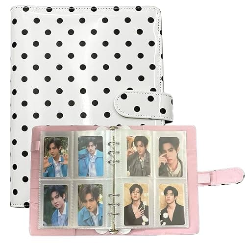 A5 Kpop Photocard Binder,6 Ring Binder Album,Kpop Photo Card Binders,with 40 Four-compartment Card Pages 320 Card Spaces,PU Leather Cover with Buckle Closure,for Card Organisation - Image 1