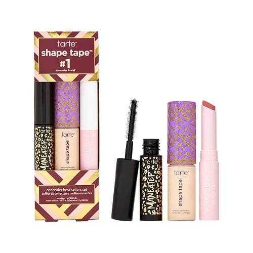 tarte shape tape best-sellers set – Shape Tape Concealer, Hydrating Lip Gloss Balm & Mascara for Curl, Volume & Length, Longwear, Cruelty Free - Image 1