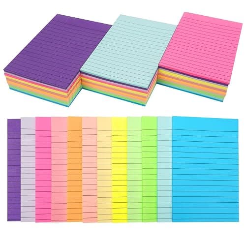 SACATR 36 Pads Lined Sticky Notes, Sticky Note Pads 4x6 inches, 12 Bright Color Sticky Notes with Lines Self-Stick Note Pads, Perfect for Office Home,School - Image 1