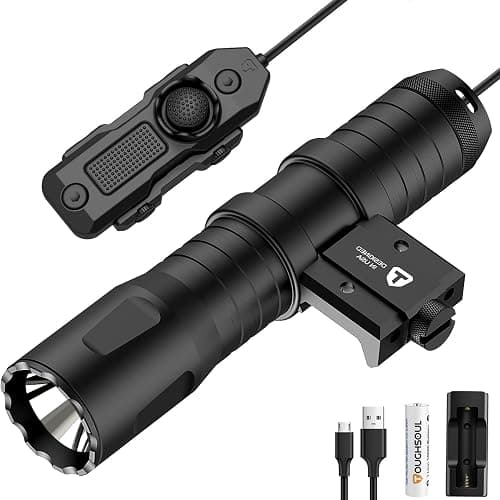 TOUGHSOUL Mlok Picatinny Tactical Flashlight 1250 Lumens, Rechargeable Flashlight with Remote Pressure Switch LED Light with Rechargeable Batteries and Charger Included (Picatinny Mounted) - Image 1