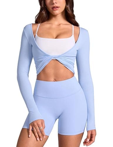 INGIA Ballet Long Sleeve Knot Top Twist Front | Cropped, Activewear, Pilates, Ribbed Shirt, Yoga, Gym Top, for Women - Image 1