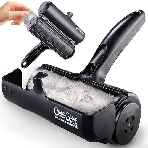 ChomChom Roller Pet Hair Remover – Original Size Reusable Lint Roller for Cat & Dog Hair on Furniture, Couch, Carpet, Car, Rugs & Bedding – Portable, Eco-Friendly (Black) - Image 1