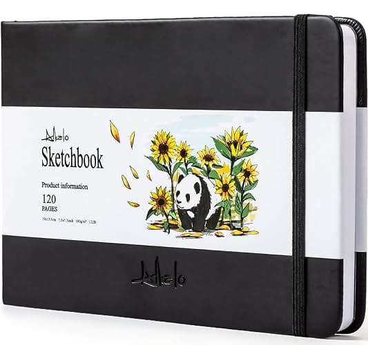 ALKALO Square Sketchbook for Drawing, 120 Pages Sketch Book, 122LB/180GSM Thick Paper, Mixed Media Sketchbook for Charcoal Pencil, Inks Pen, Colored Pencil, Acrylic Marker, Oil Pastel - Image 1